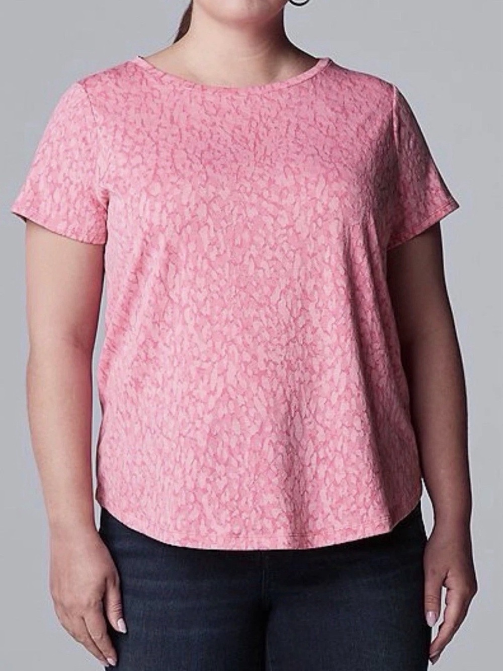 Women 4X plus Size Simply Vera Vera Wang Jacquard Short Sleeve Tee EUC textured